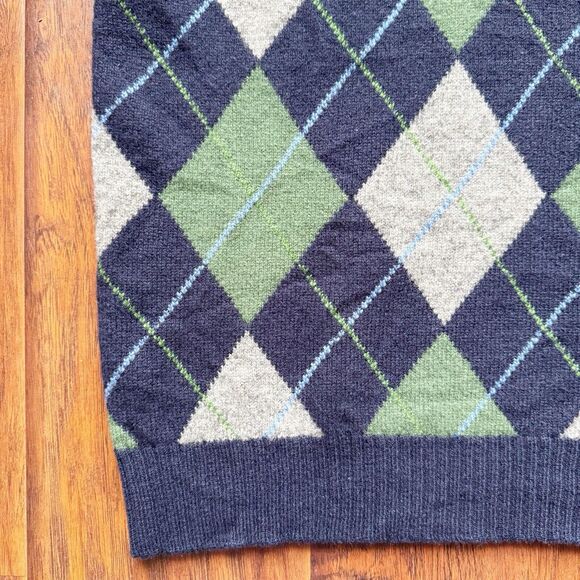 J Crew 100% Lambs Wools Mens‎ Argyle Sweater Vest Sz L Academia Preppy Classic - Picture 9 of 15